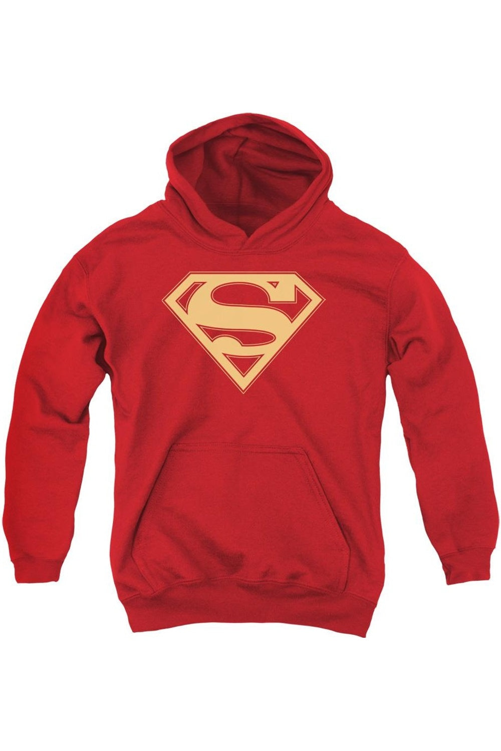 

Детская толстовка с капюшоном Superman в красно-золотых тонах Gildan