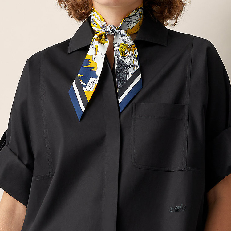 HERMES Шелковые шарфы для женщин Navy Blue/Yellow — фото 3