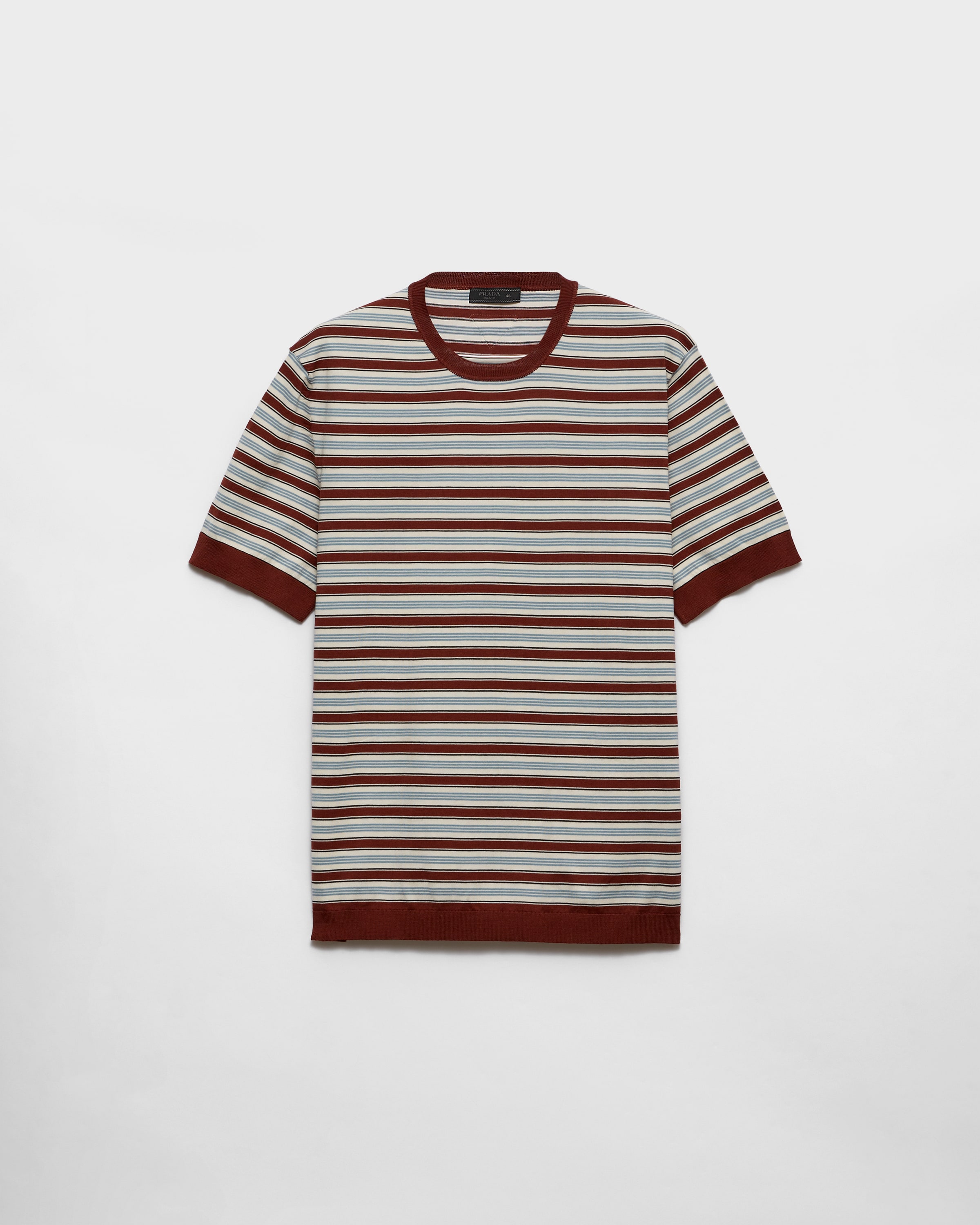 

Хлопковый свитер в полоску с короткими рукавами Prada, оранжевый