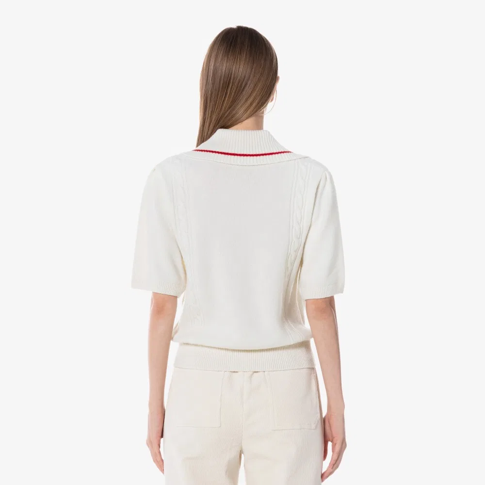 Кардиган Lacoste вязаный короткий на молнии, шерстяной, молочно-белый — фото 2