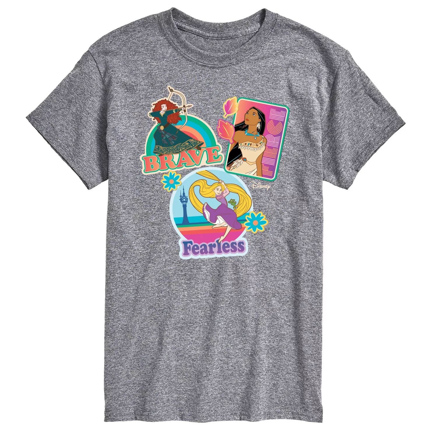 

Футболка с рисунком Princess Big & Tall Brave Fierless Fearless Disney, серый