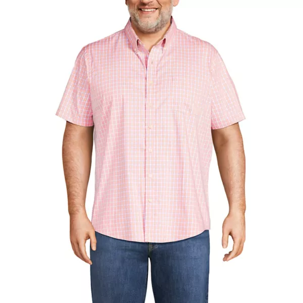 

Мужская рубашка с коротким рукавом для путешествий Lands' End, цвет peach cobalt plaid