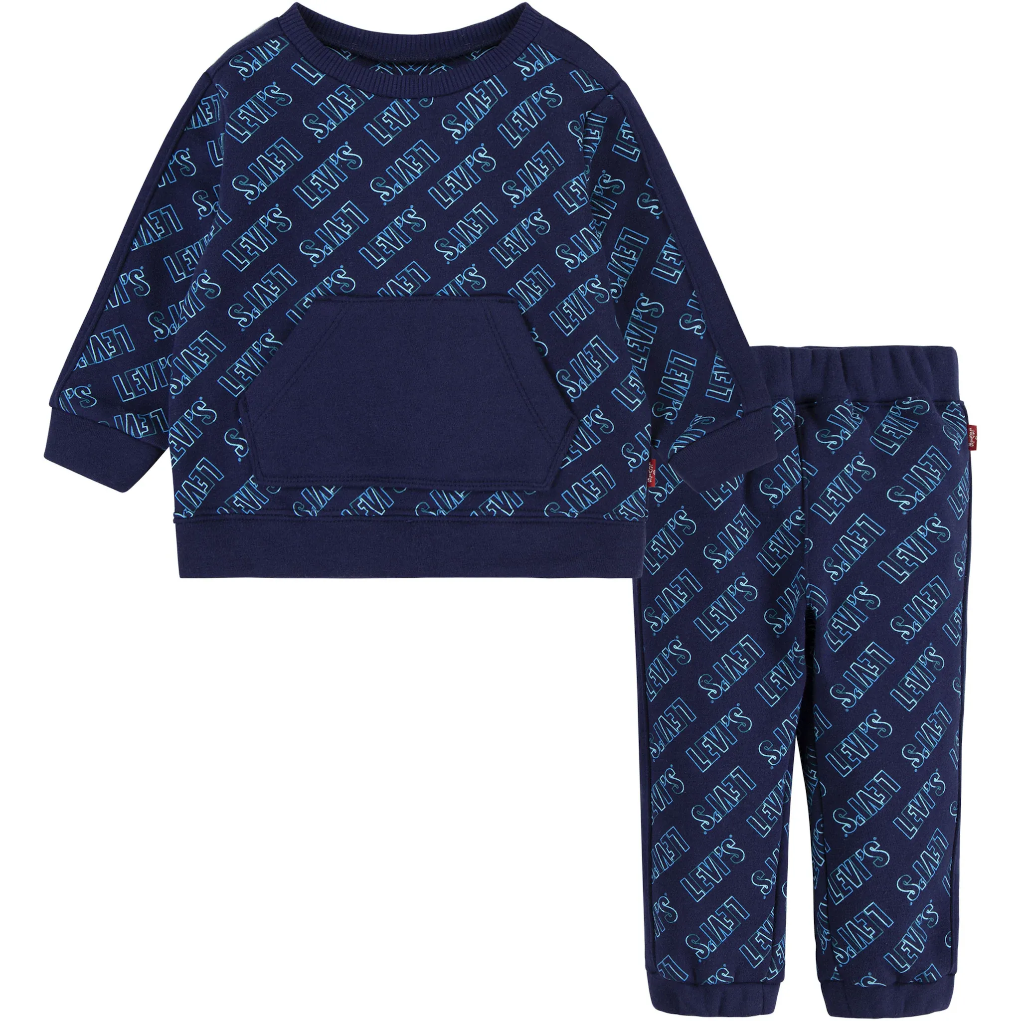 

Рубашка и брюки с длинными рукавами Levi's Kids с принтом логотипа по всей поверхности, цвет ocean cavern