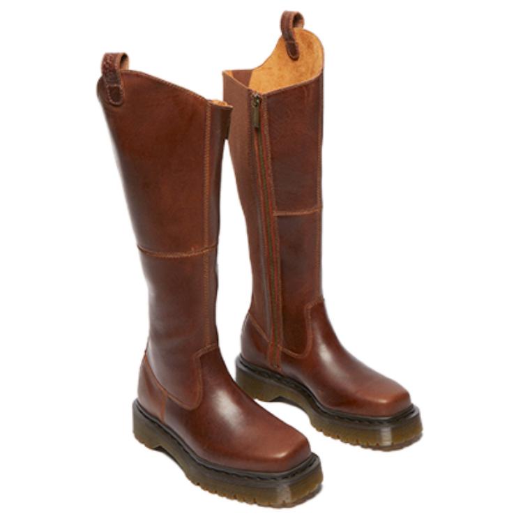 Высокие сапоги 3,5 см женские красно-коричневые Dr.Martens — фото 4