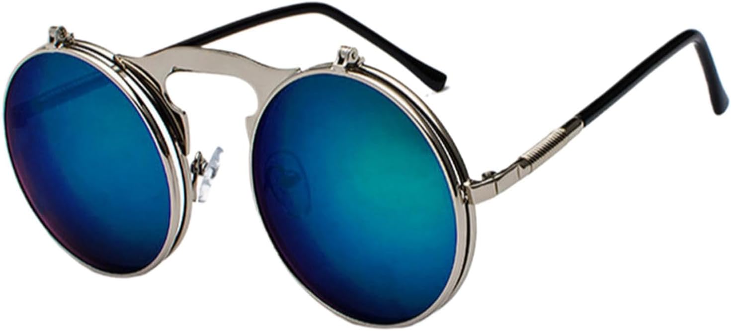 

Солнцезащитные очки с защитой от УФ-излучения UV400 для женщин и мужчин | Складные дужки в стиле стимпанк, круглые, прозрачные, красные | для занятий спортом на открытом воздухе DSVIGF, Black Green Mirror