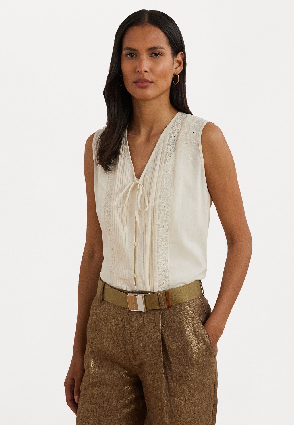 

Блузка на пуговицах COTTON VOILE SHIRT Lauren Ralph Lauren, молочный