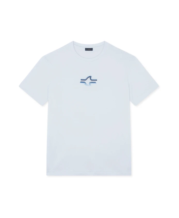 

Футболка из хлопкового трикотажа Supima с вышивкой в виде плавников. Paul & Shark, белый