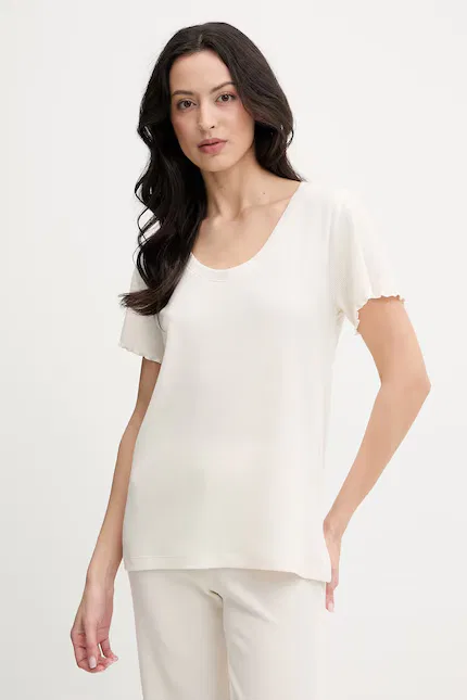 Футболка пижамная женская Cosy Waffle T-Shirt BOSS, бежевый