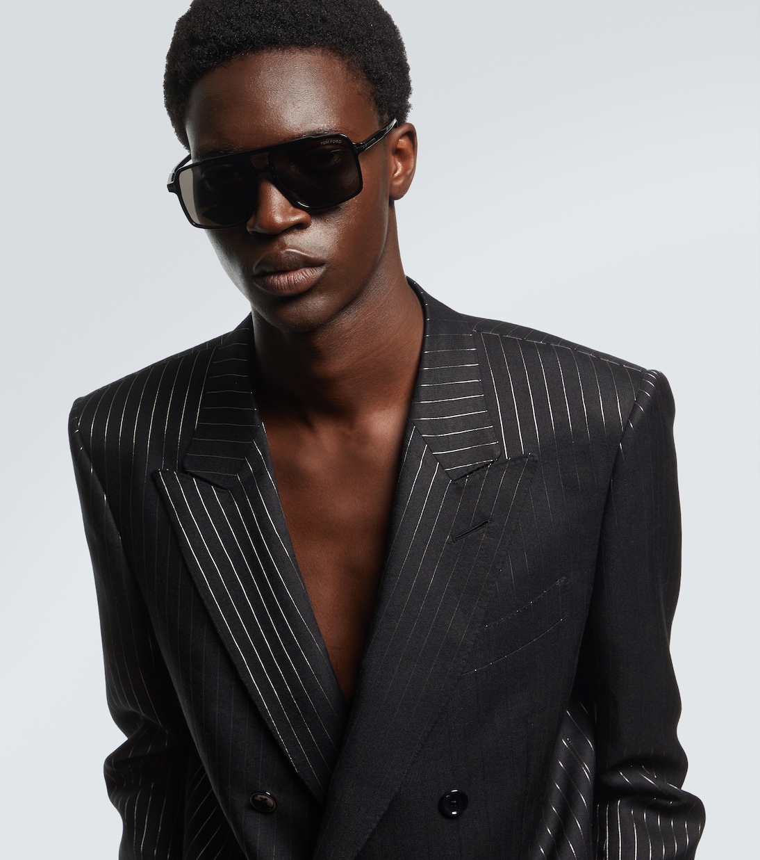 Авиаторские солнцезащитные очки Kemp Tom Ford, Shiny Black/Smoke — фото 2