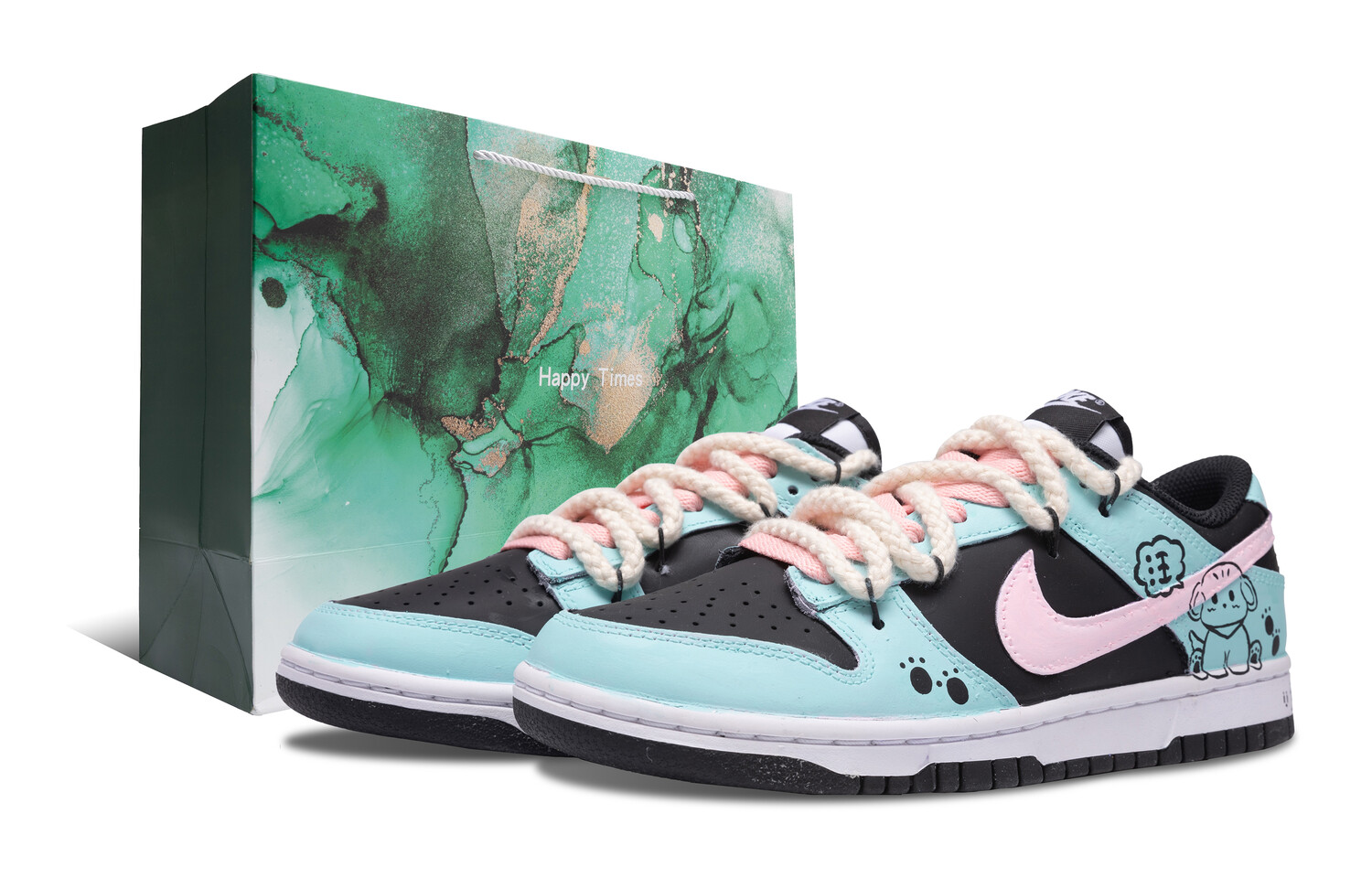 

Кроссовки для скейтбординга Dunk женские низкие черный/синий Nike