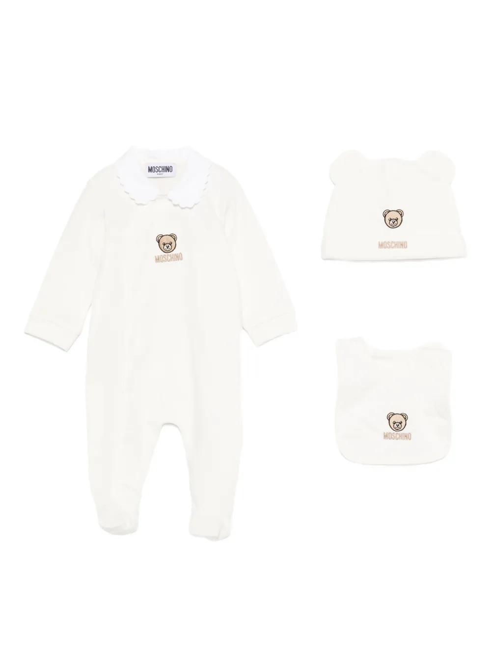 

Детский комплект с вышитым воротником Moschino Kids, белый