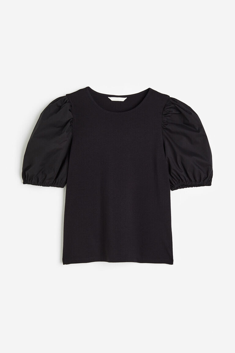 

Топ с пышными рукавами H&M, черный