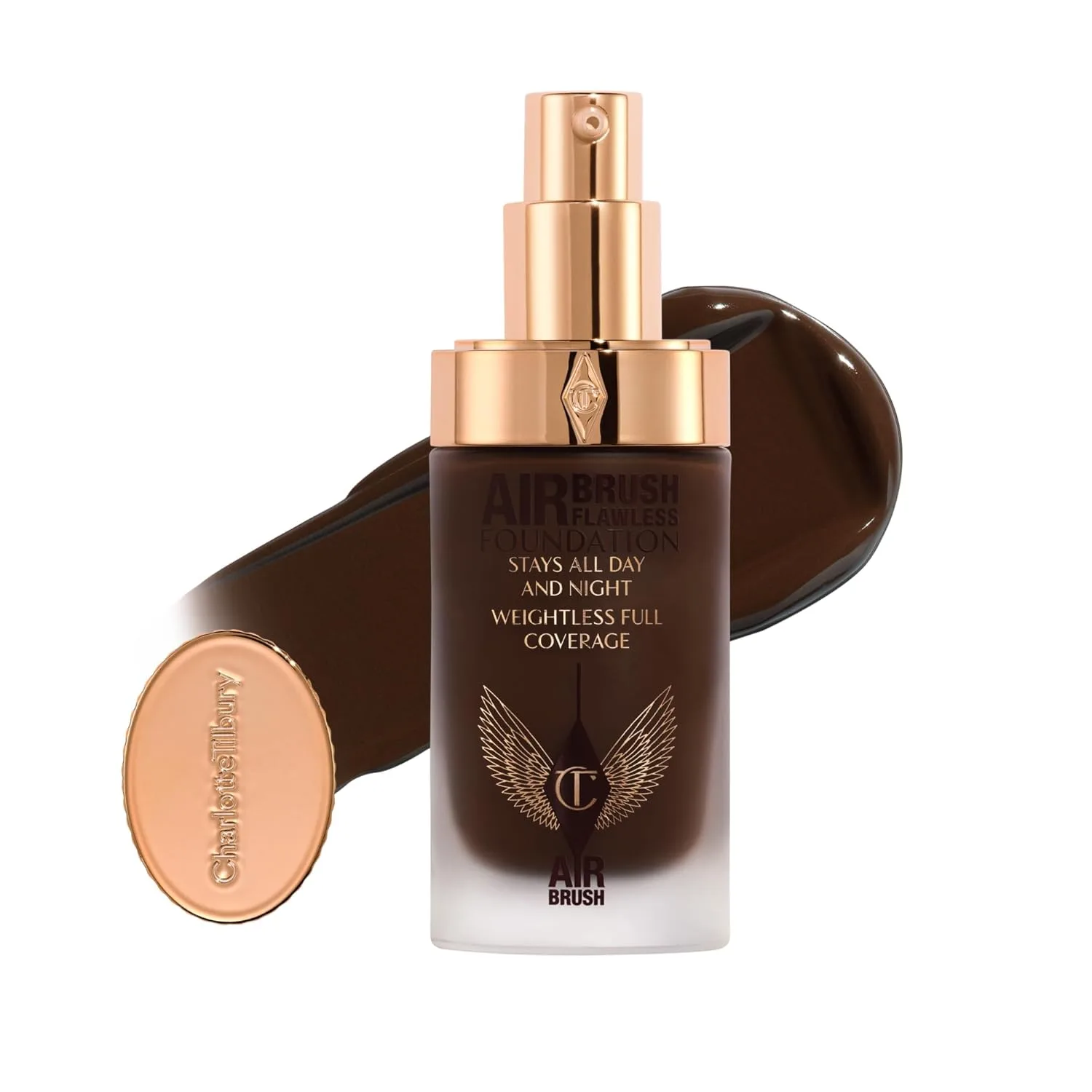 Charlotte Tilbury Airbrush Flawless Matte Foundation - тональная основа с полным покрытием и натуральным матовым финишем, маскирует поры, водостойкая, 17 Neutral - Deep with neutral undertones
