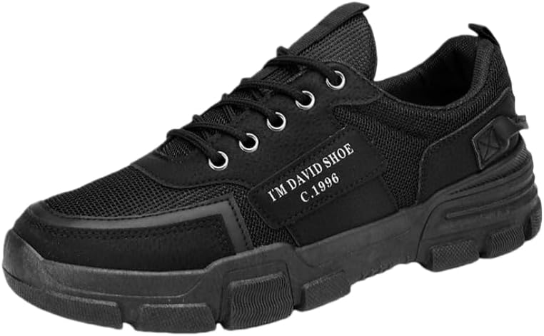 

Мужские модные спортивные кроссовки - Черные балетки на шнуровке - Удобные и легкие - Подходят для работы или прогулок Hoalox