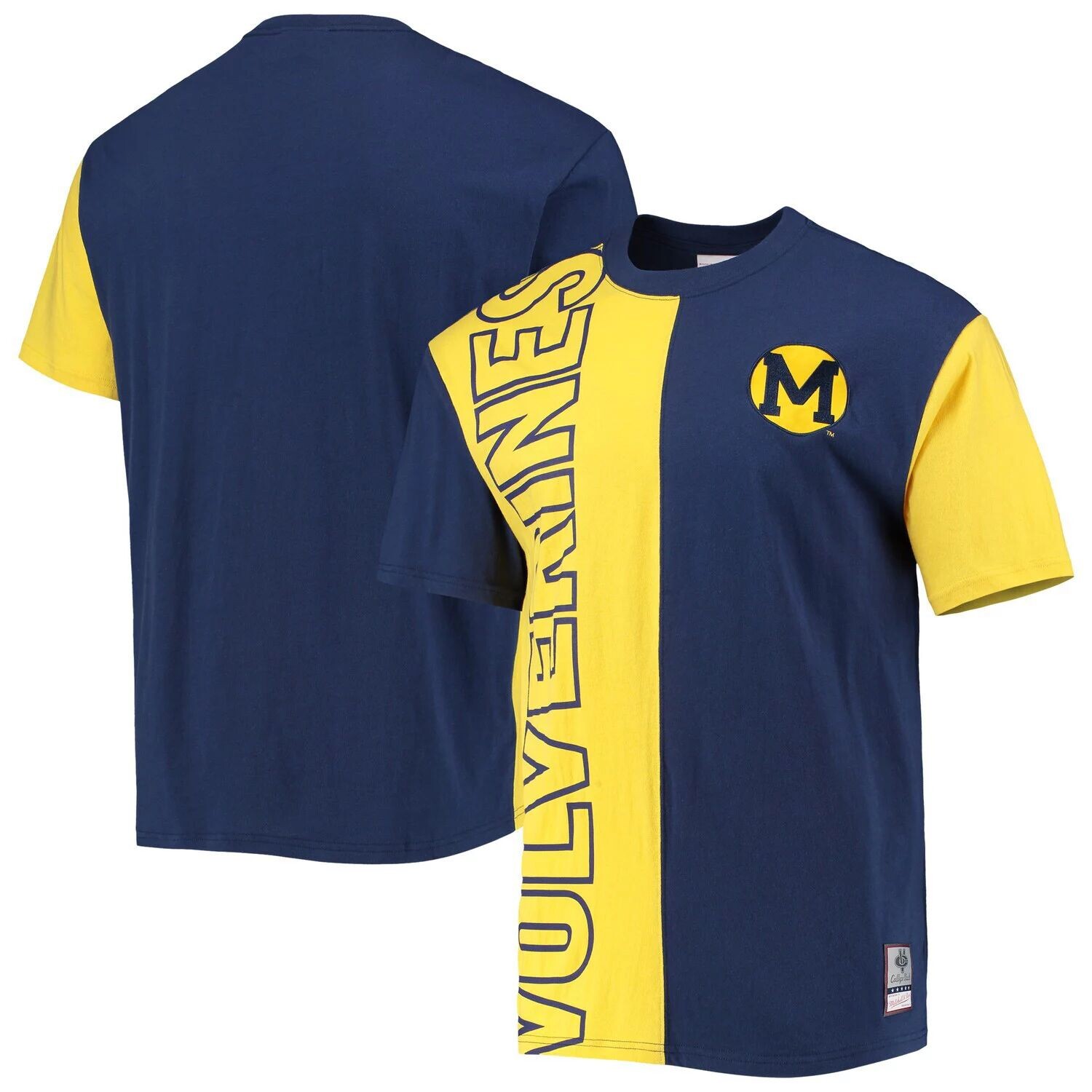 

Мужская футболка Mitchell & Ness Navy/Maize Michigan Wolverines Play By Play 2.0