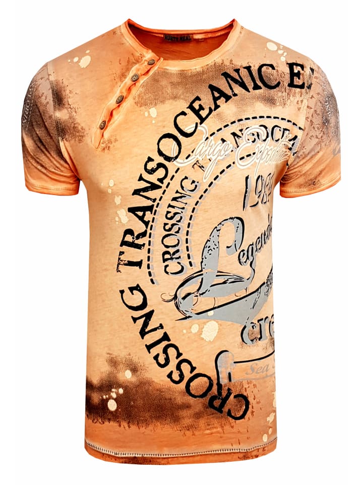 

Футболка с круглым вырезом и принтом по всему переду оранжевого цвета Rusty Neal, Оранжевый, Футболка с круглым вырезом и принтом по всему переду оранжевого цвета Rusty Neal