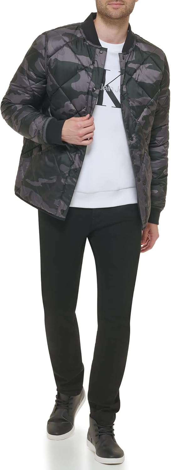 Мужская двусторонняя стеганая куртка Calvin Klein с ромбовидным узором, Reversible Black — фото 2