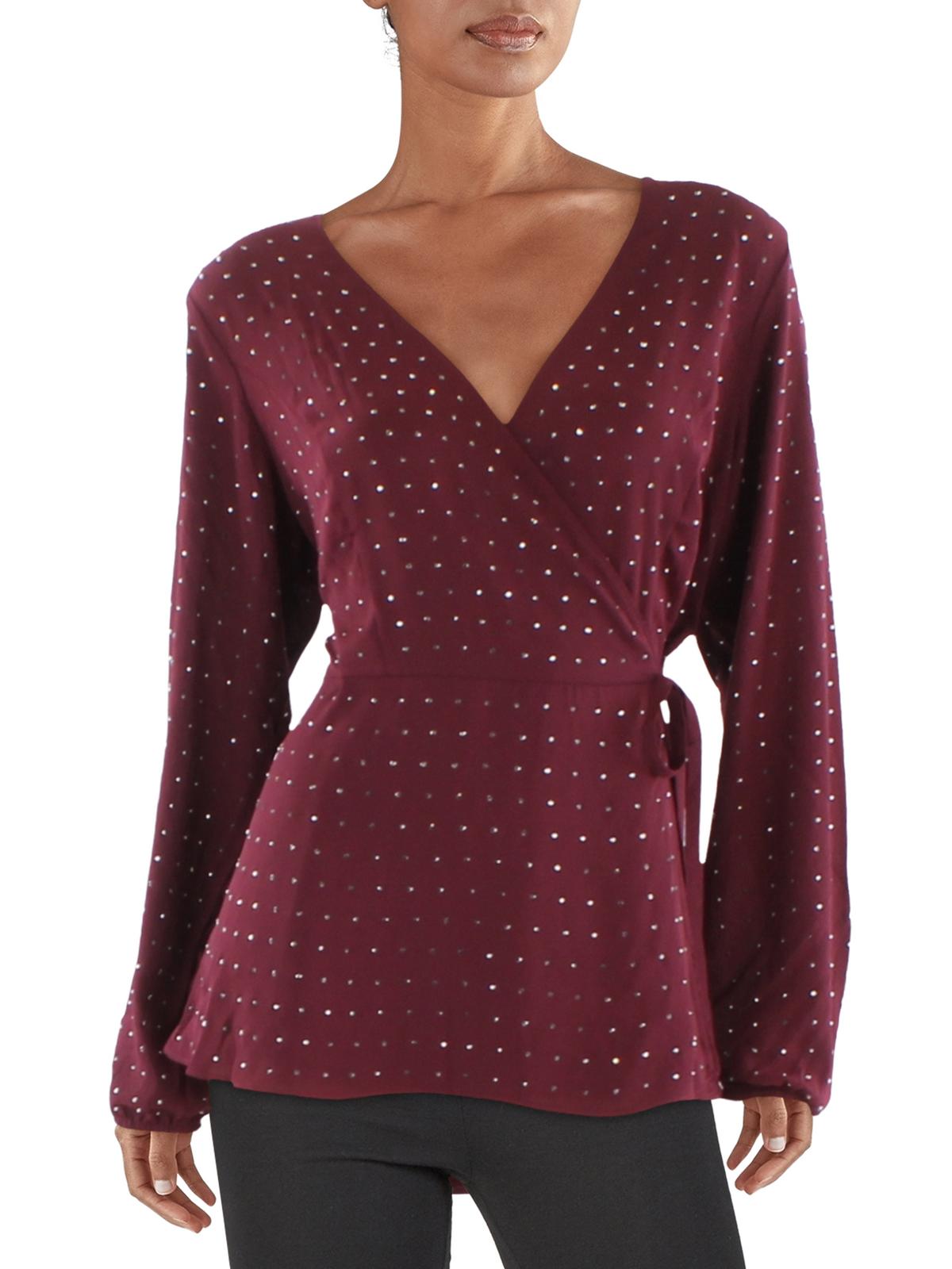 

Плюс Женский Топ с Завязками По Боковым Поясом и Декором City Chic, цвет ruby