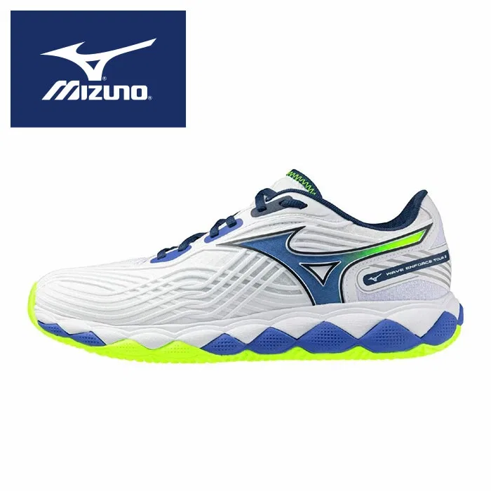 Унисекс кроссовки для тенниса «Wave Enforce Tour 2 OC» от Mizuno, White X Blue X Yellow