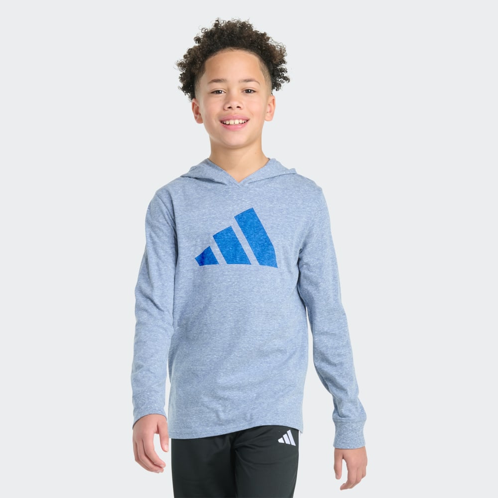 

Футболка Adidas Long Sleeve Hooded Snow Heather Tee, цвет True Dark Blue Dnm