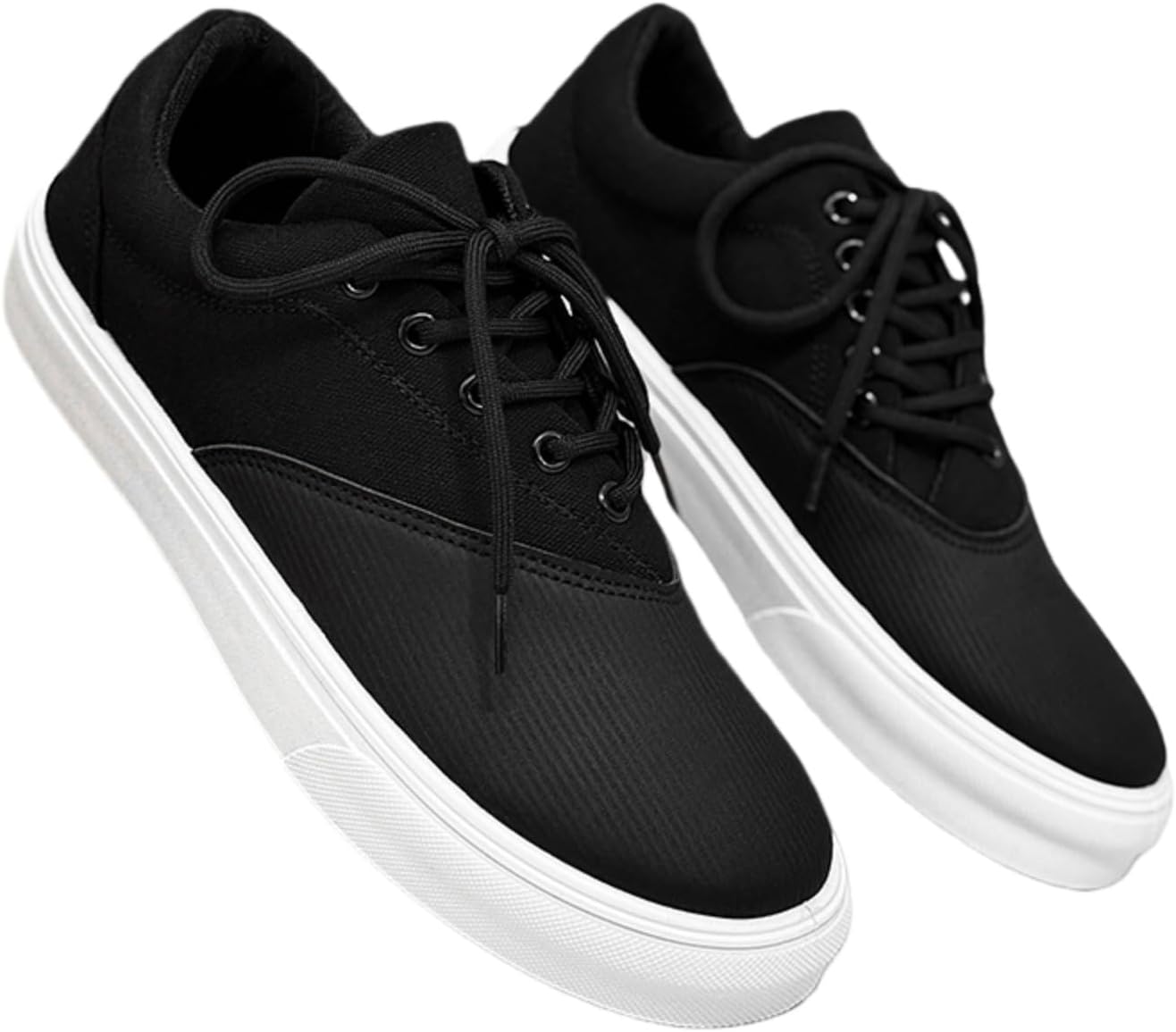 

Мужские низкие кеды двухцветные с шнуровкой, дышащий верх из холста и удобная резиновая подошва, идеальны для повседневной городской носки и минималистичного образа жизни Kelibasi, черный