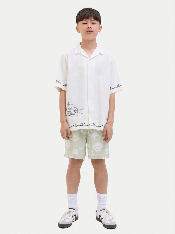 Шорты свободного кроя из ткани 12277599 Jack&Jones Junior, зеленый — фото 2
