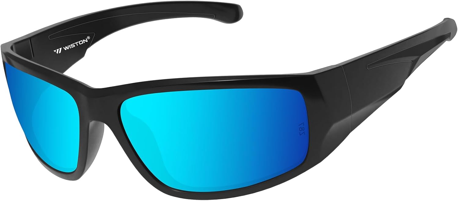 

Солнцезащитные очки WISTON XL Z87 с обтекаемой формой для мужчин и женщин с большой головой, сверхтемные, из материала TR90, ультралегкие, с защитой от УФ-излучения UV400, модель W8707, Matte Black/Blue