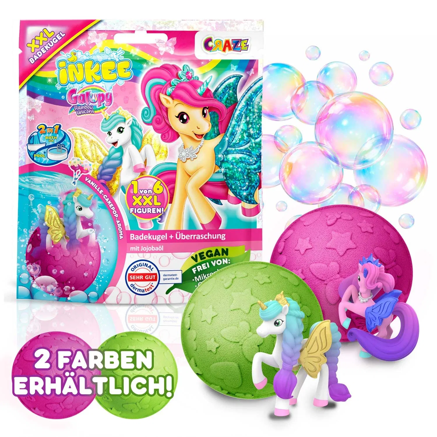 Набор бомбочек для ванны INKEE Surprise XXL Galupy Rainbow Unicorn, 180 г, 4 шт. Inkee — фото 2