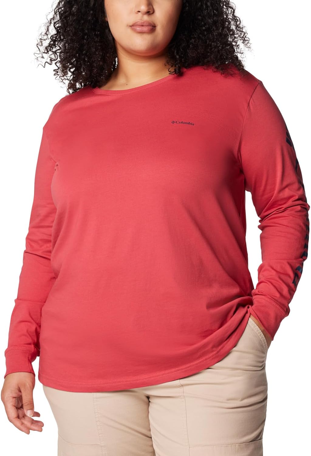 

Columbia Womens North Cascades футболка с длинным рукавом, Daredevil/Csc Sleeve Logo Omblur