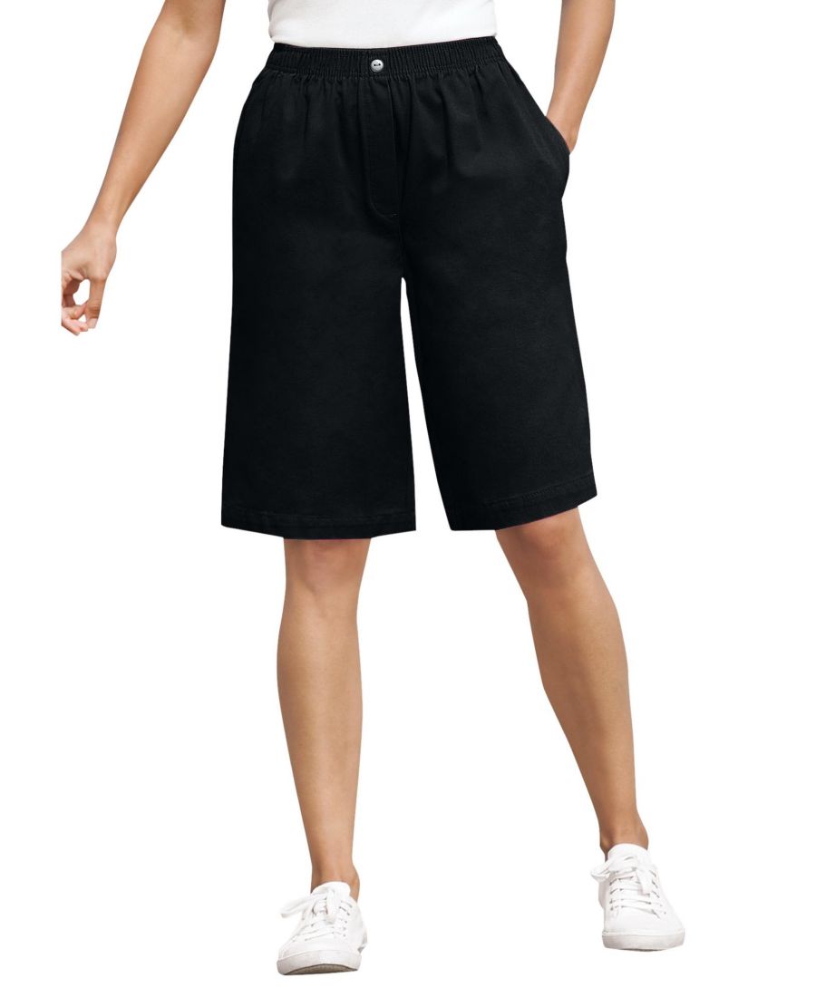 

Женские хлопковые джинсовые шорты Within 7-Day с эластичным поясом Woman Within, Black