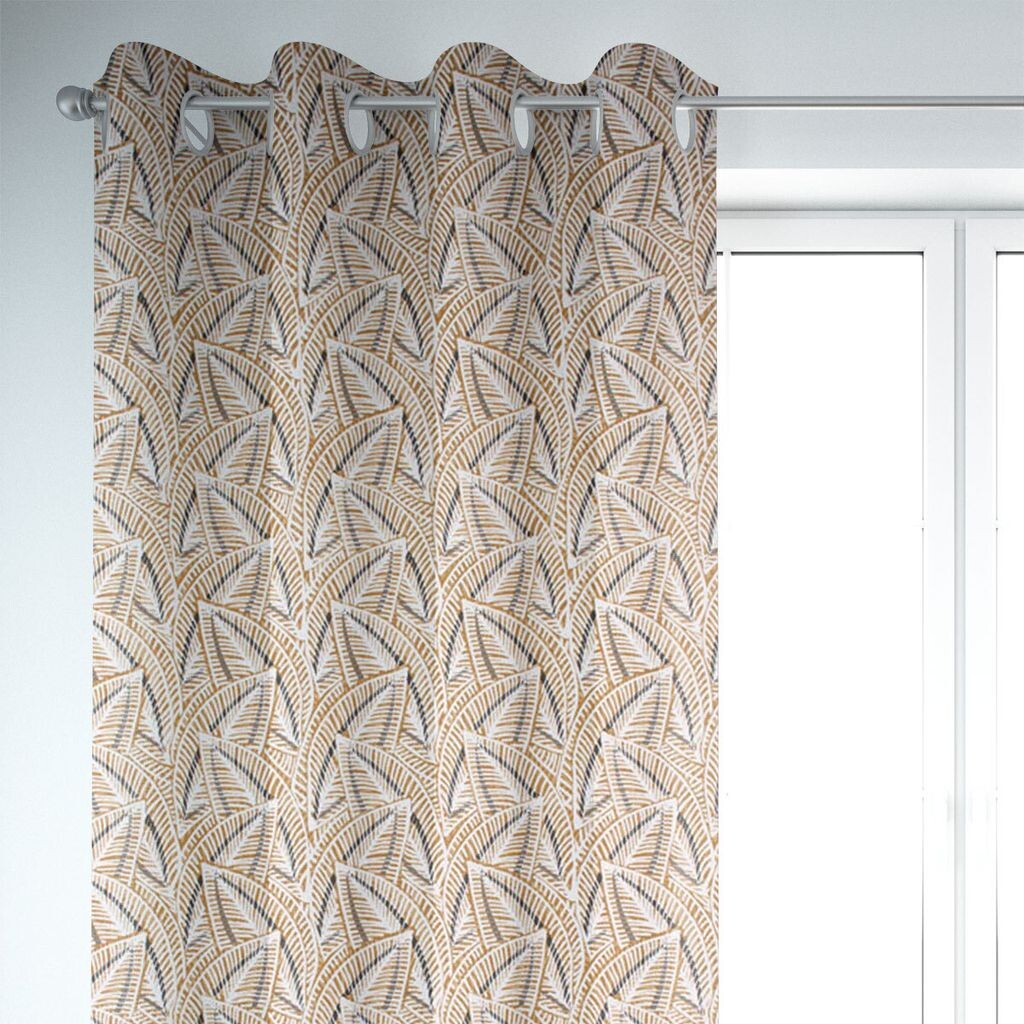 

КРАСИВАЯ ЖИЗНЬ. Штора Делюкс вискозный лен однотонная экрю 245см подвесная присборенная лента-петля Schöner-Leben, желтый