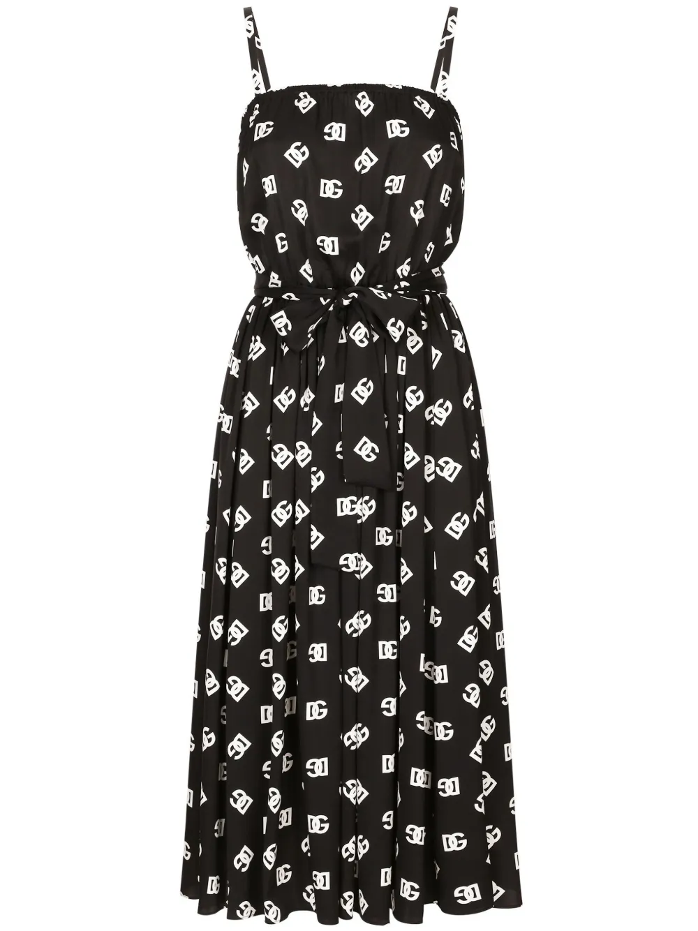 

Платье с принтом DG и складками DOLCE & GABBANA, черный