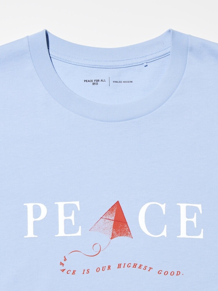 Футболка с рисунком "мир для всех"  Uniqlo, цвет 60  синий — фото 4