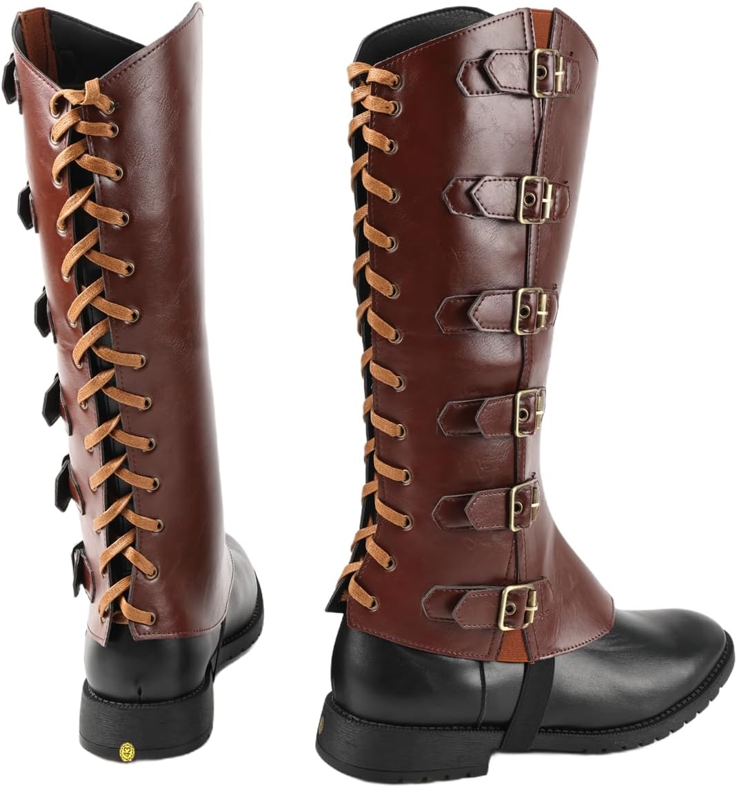 

Накладки на ботинки в стиле пиратов, средневековый Ренессанс, ПУ-кожа, стимпанк, накладки на ботинки для костюма на Хэллоуин Ciyasheh, коричневый