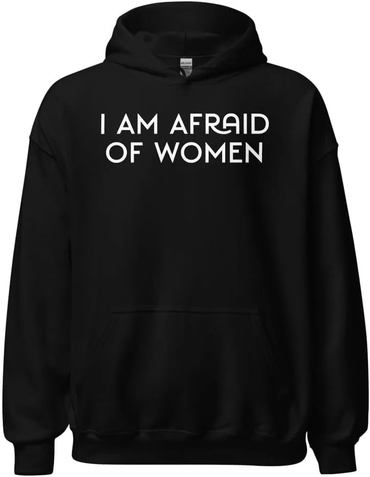 Юмористическая саркастическая худи унисекс, I am Afraid of Women Generic, черный