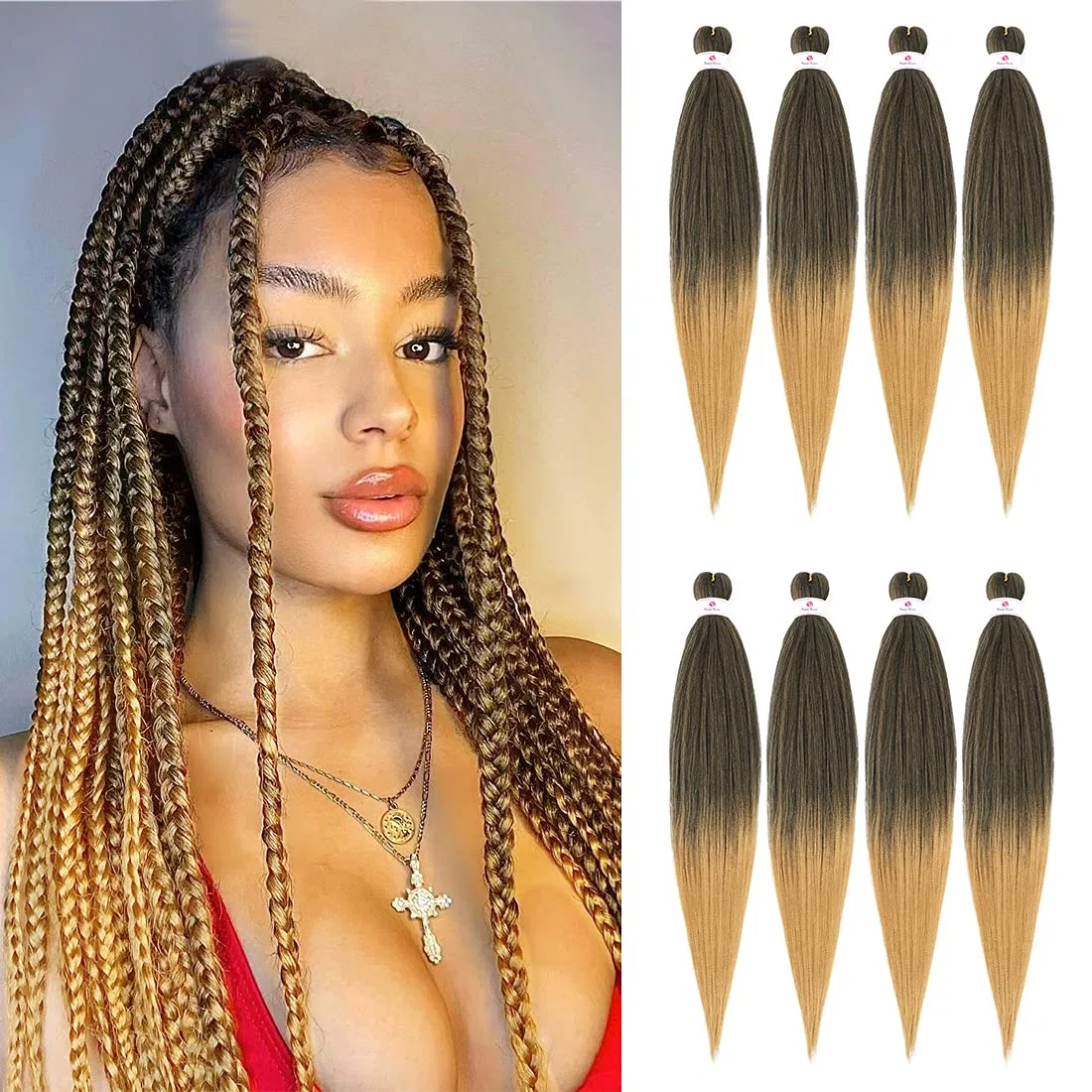 Искусственные волосы для плетения EZ Braid Pre Stretched, 8 упаковок Beyond The Beauty, T1B-27.