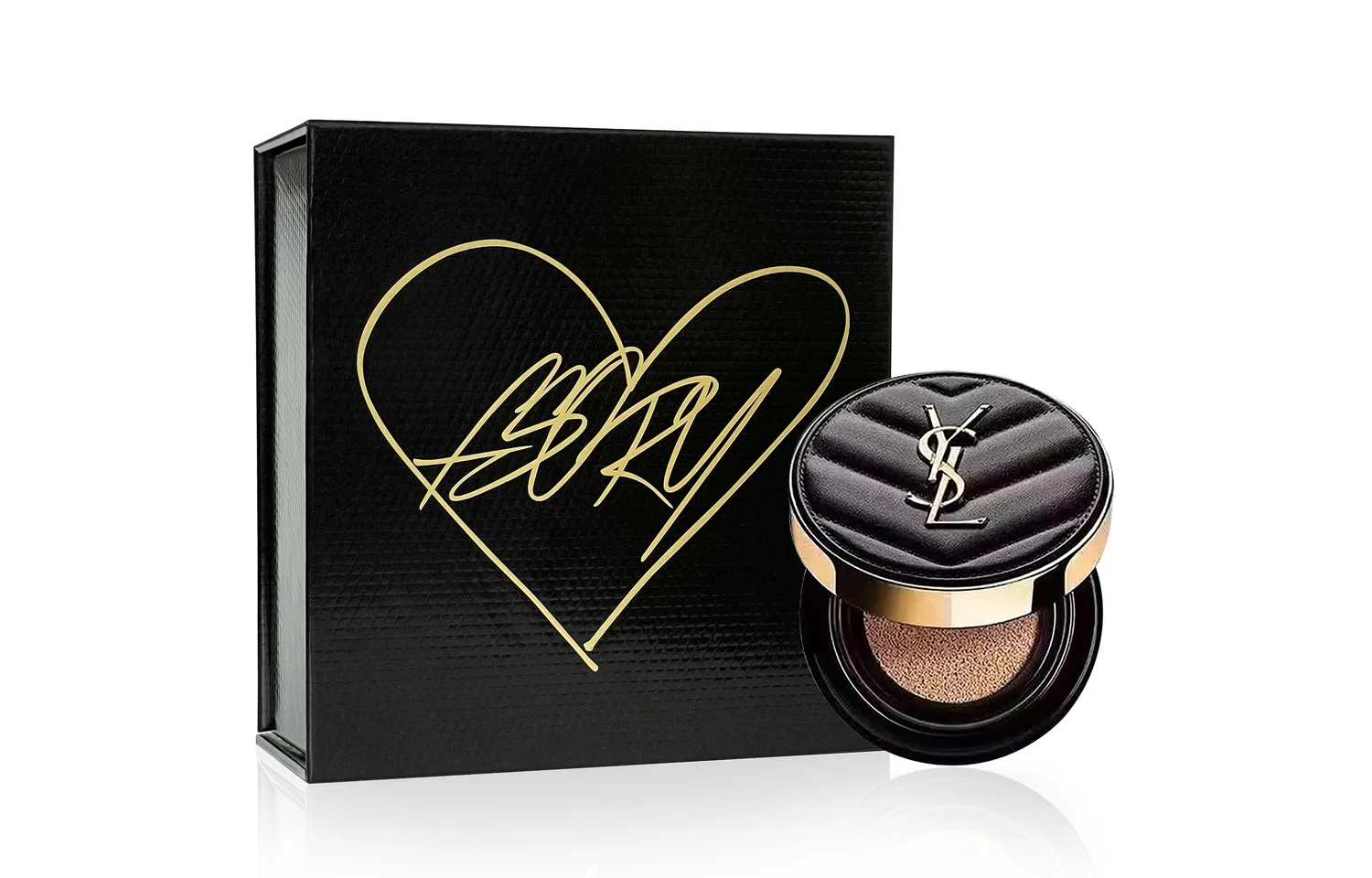 SAINT LAURENT Набор образцов черной кожи, коробка Black Gold Bouquet, Black Leather Air Cushion #B20 5g+Black Gold Box