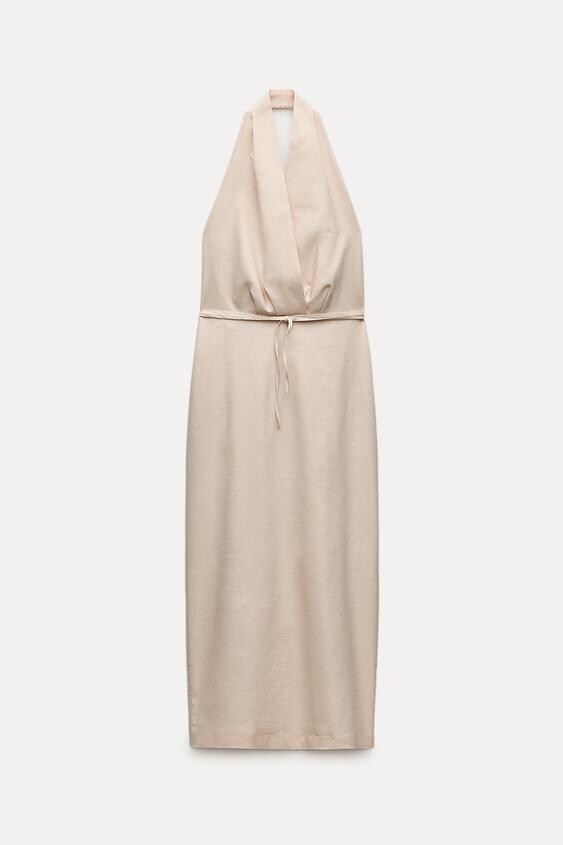 

Платье Zara ZW Collection Halter, бежевый