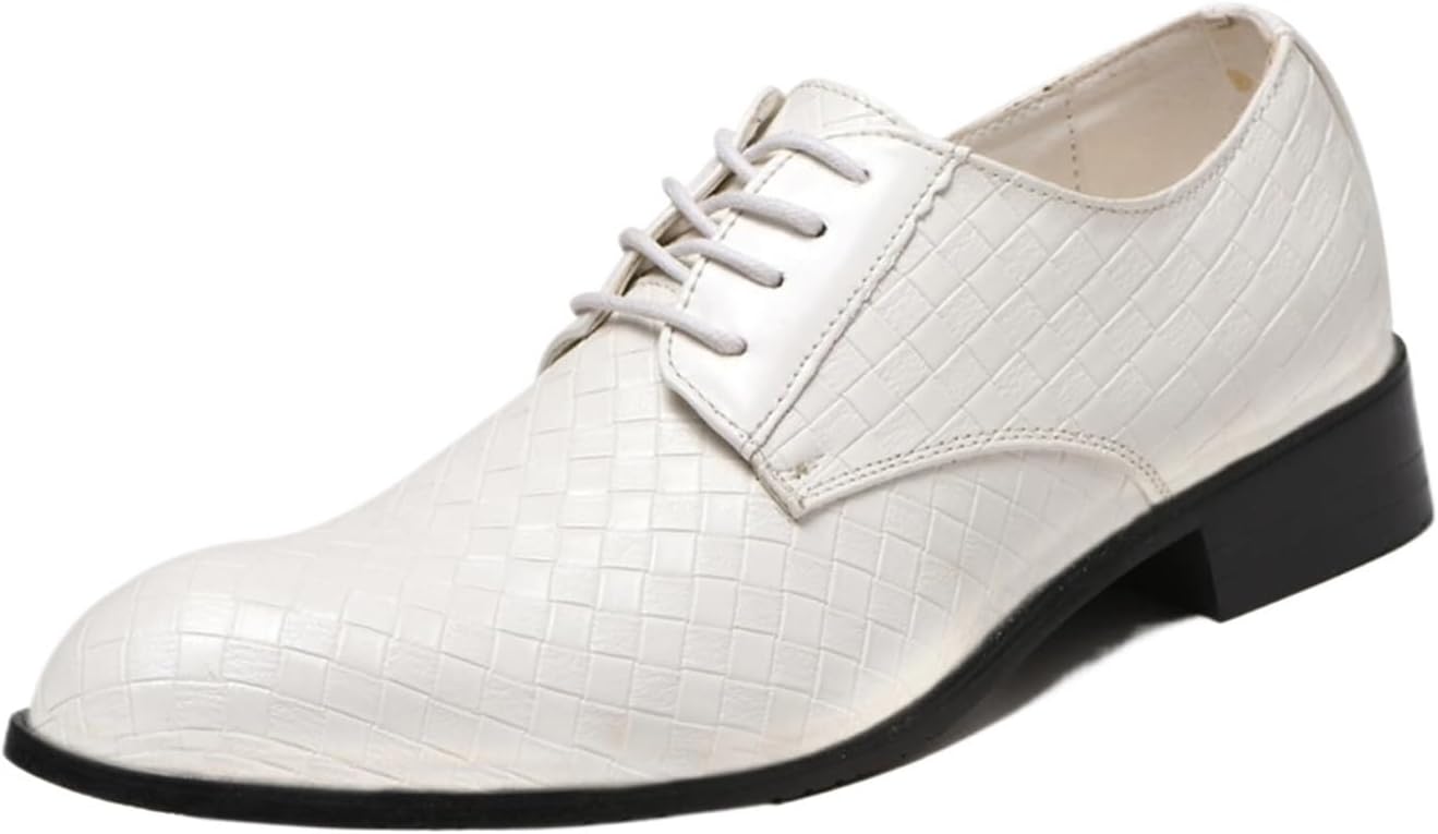 

Классические туфли для мужчин с шнуровкой, остроконечные оксфорды, деловые и вечерние свадебные туфли Dmgyck, белый