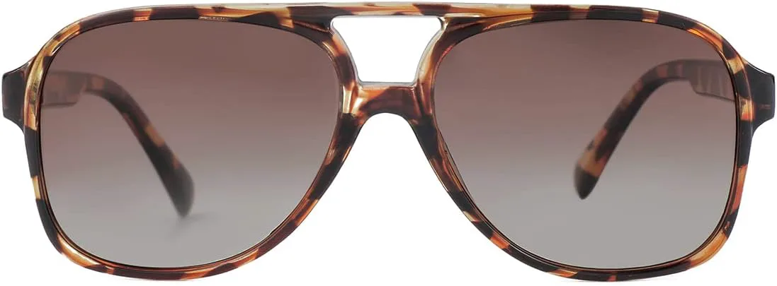 

Поляризованные классические винтажные солнцезащитные очки-авиаторы NIDOVIX для мужчин и женщин, большая оправа, ретро-стиль 70-х годов, S10 Tortoise/Gradient Brown