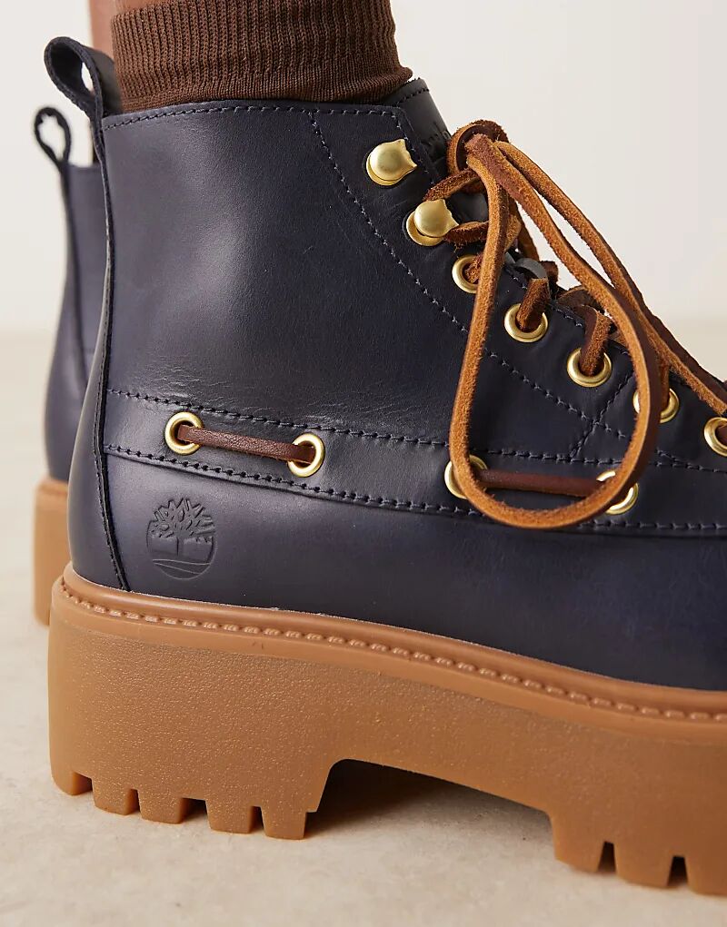 Ботинки Timberland Stone Street 7 Eye на платформе из темно-синей кожи — фото 2