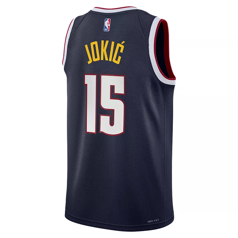 Nike Youth Denver Nuggets Никола Йокич № 15 Темно-синяя майка Swingman — фото 3