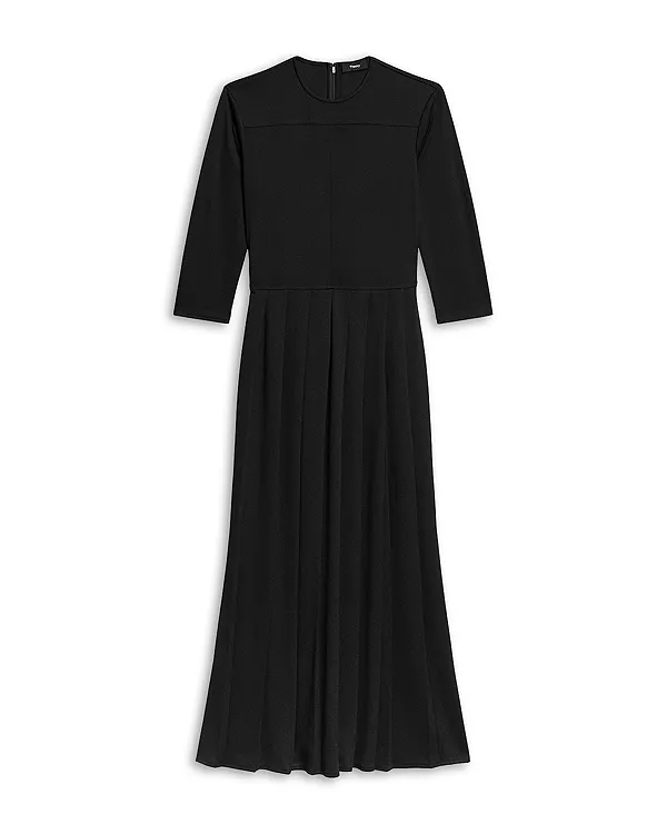 

Плиссированное платье миди Theory, черный