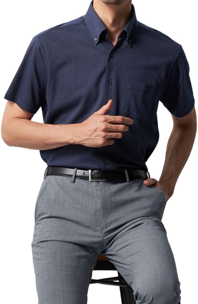 

Мужская деловая рубашка-поло с коротким рукавом ORIHICA (с застежкой спереди), гладкая и приятная на ощупь/для деловых встреч/бизнеса/повседневного стиля/спорта/гольфа, темно-синий