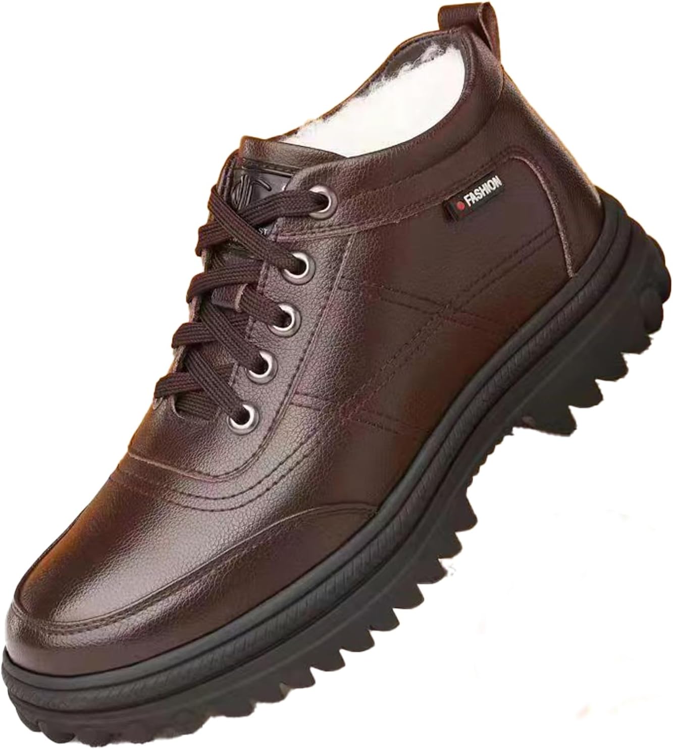 

Мужские зимние ботинки EGGDK с высокой платформой, толстой подошвой, круглым носком и шнуровкой. Меховая подкладка, рифленая противоскользящая подошва, водонепроницаемые оксфорды до щиколотки, удобные для прогулок на свежем воздухе и походов, ко...