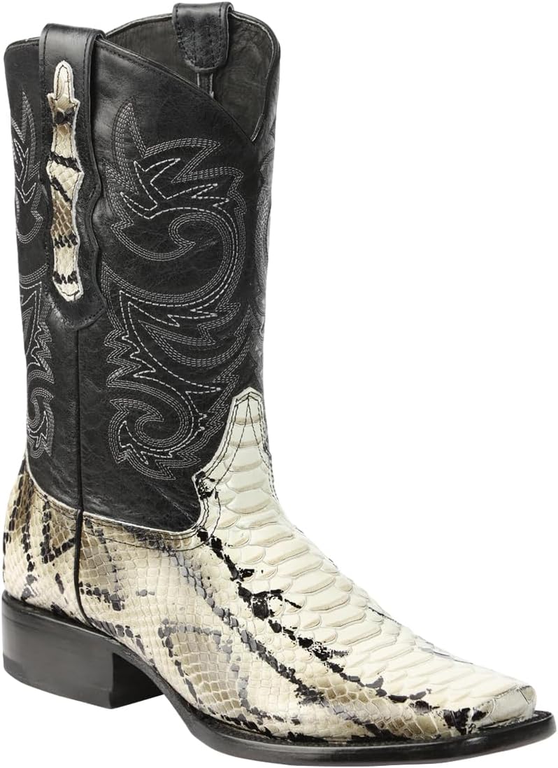 

Мужские ковбойские сапоги El General для родео с квадратным носком из кожи с принтом питона Generic, Natural
