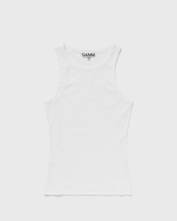 

Топ Ganni Soft Cotton Rib Tank Top, ярко-белый