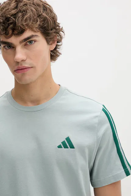 Футболка хлопковая bawełniany Adidas, бирюзовый — фото 4