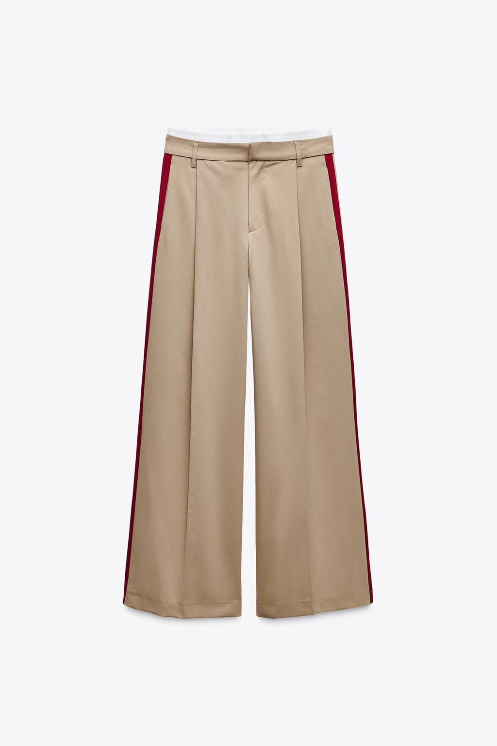 

Брюки-боксеры с боковой полосой ZARA, кэмел