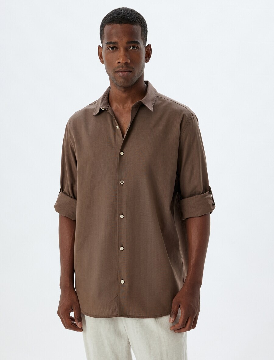 

Повседневная рубашка Koton Regular fit Button Up Shirt, коричневый
